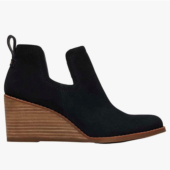 Toms Kallie Wedge Booties Sz 11 NWT | TOMS Women Black Wedge Suede Booties Sz 11 - Picture 1 of 10